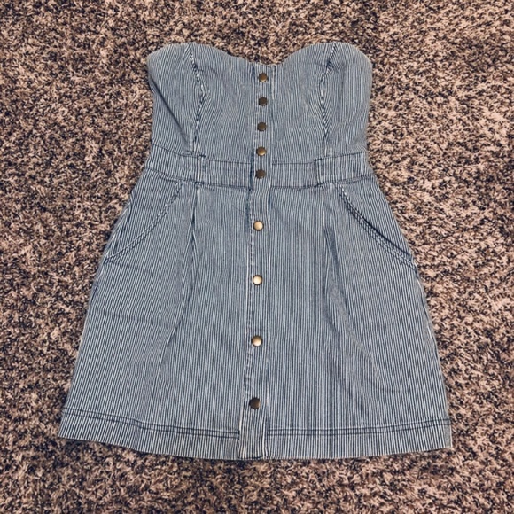 Forever 21 Railroad Print Strapless Stripe… - Picture 1 of 7